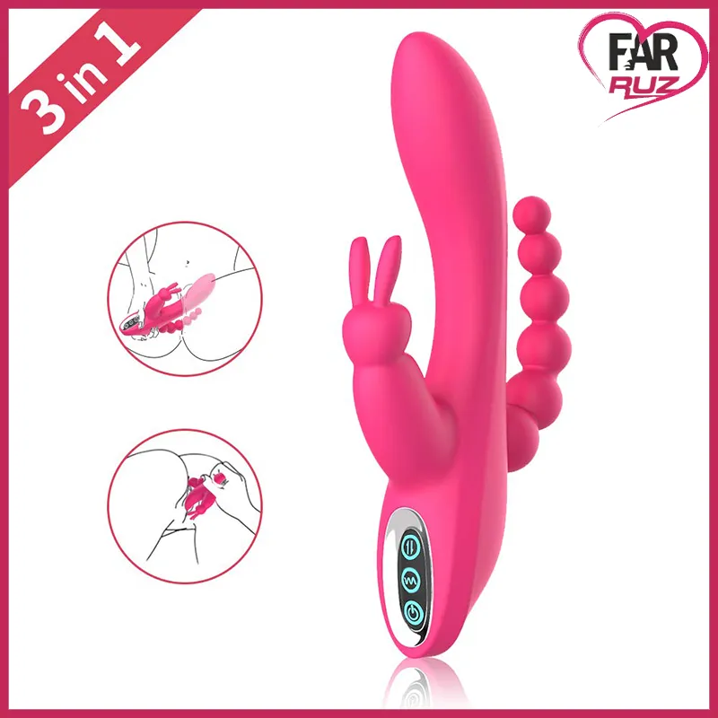 Farruz 3’ü 1 Arada Anal Vajinal ve Klitoris Tavşan Vibratör