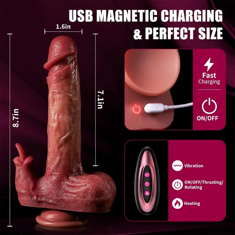 Tongued İleri Geri Hareketli Isıtmalı Titreşimli Tavşan Dildo
