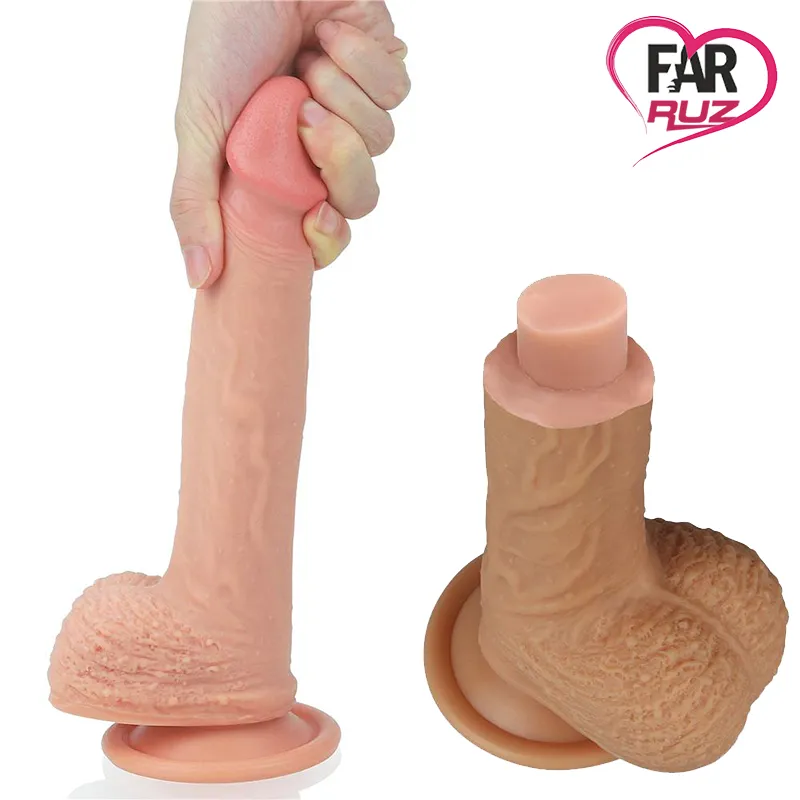 LoveToy Nature Cock 21.5 Cm Çift Katmanlı Platinum Dildo