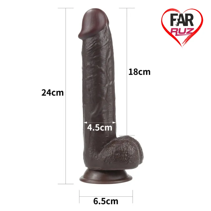 LoveToy Sliding 24 Cm Çift Katmanlı Zenci Dildo