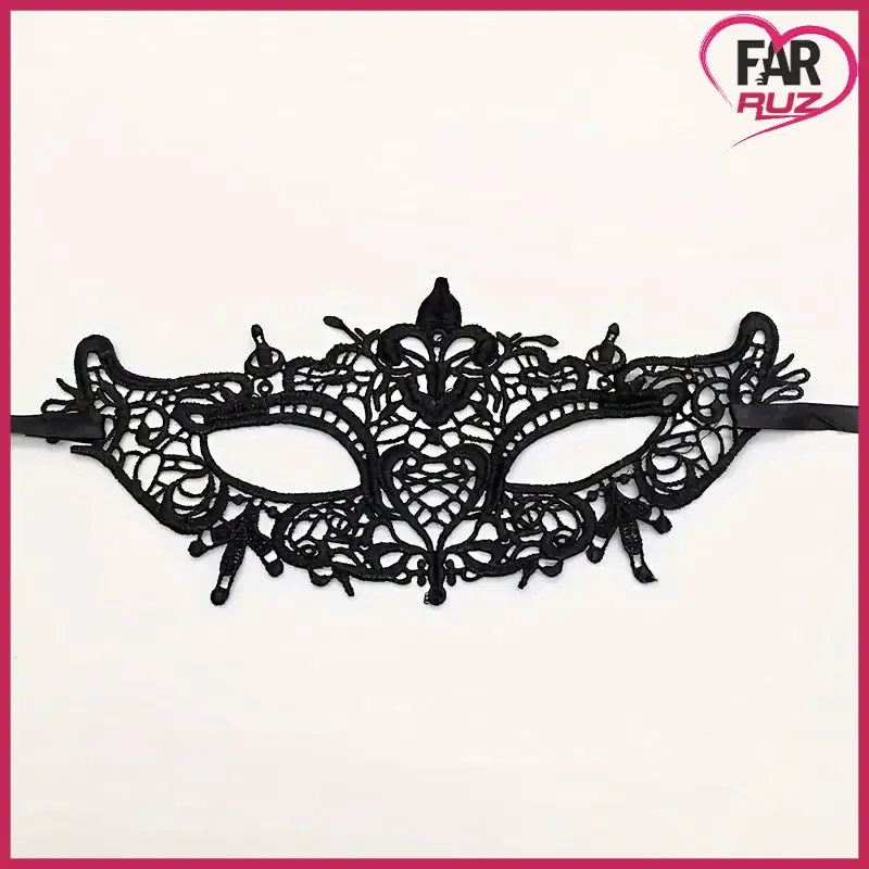 Maskeli Balo Siyah Dantel Maske ve Taç Takımı